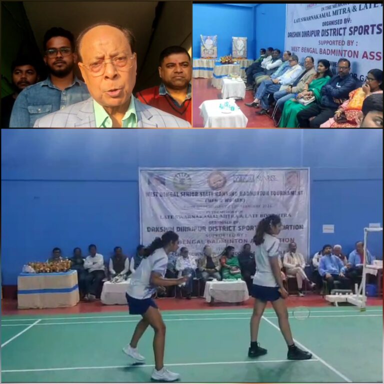 বালুরঘাটে রাজ্য স্তরের ব্যাডমিন্টন ফাইনাল, উপস্থিত মন্ত্রী বিপ্লব মিত্র।
