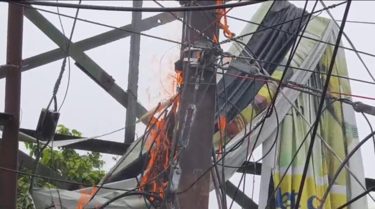 মালদায় হাই টেনশন লাইনে আগুন, ছিঁড়ে গেল বিদ্যুতের তার, বিপাকে দোকান ও ব্যাংক।