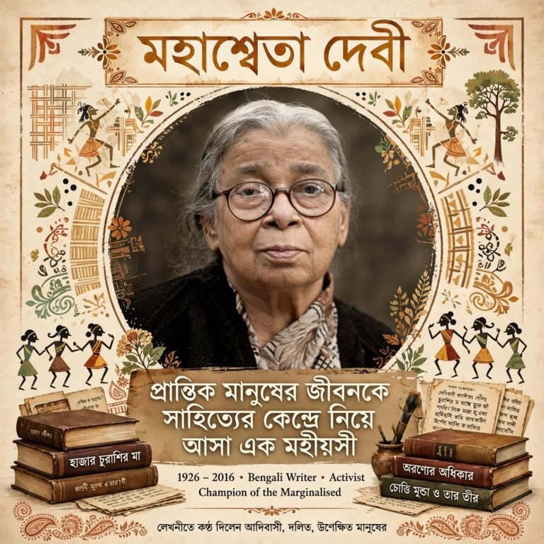 মহাশ্বেতা দেবী: প্রান্তিক মানুষের জীবনকে সাহিত্যের কেন্দ্রে নিয়ে আসা এক মহীয়সী।