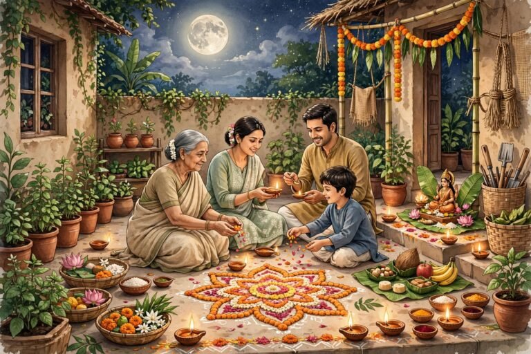কোজাগরী লক্ষ্মীপুজো ও পরিবেশবান্ধব উৎসব: প্রকৃতির প্রতি শ্রদ্ধা, পরিচ্ছন্নতা ও সবুজ ভবিষ্যতের অঙ্গীকার।